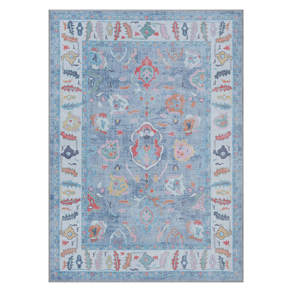 Asiya Muted Blues Modern Oushak Rug